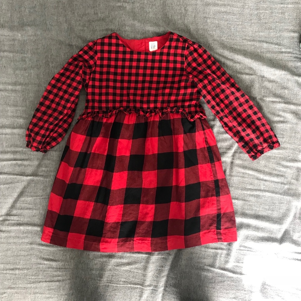 Girls Red and Black Checkered Dress size5 GAP